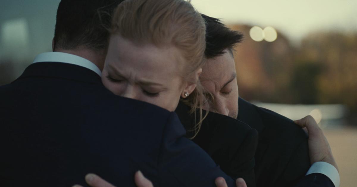 (L-R) Jeremy Strong as Kendall Roy, Sarah Snook as Shiv Roy, and Kieran Culkin as Roman Roy in Season 4, Episode 3 of 'Succession'