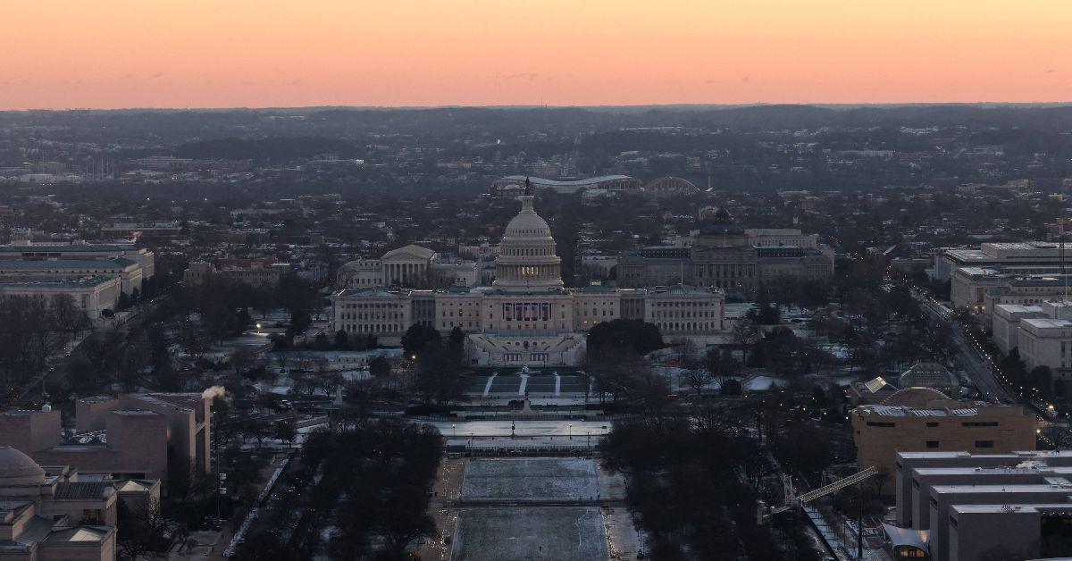 An aerial view of the White House