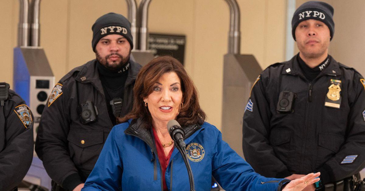 Kathy Hochul announcing her plans to approve Subway safety. 