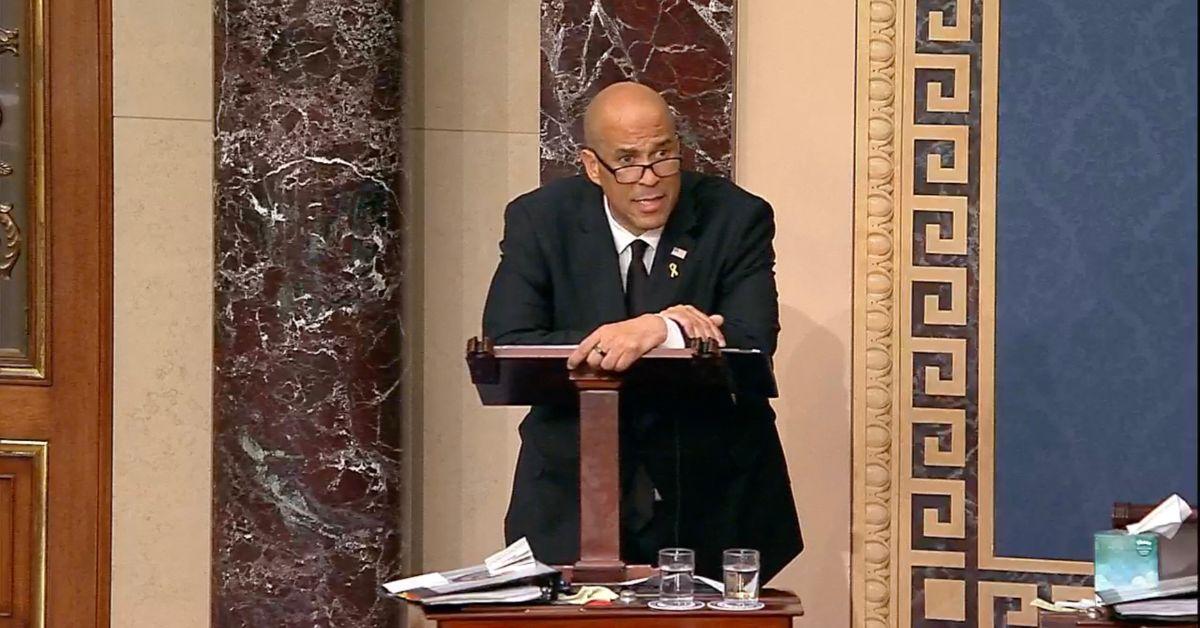 Cory Booker speaking on the Senate floor. 