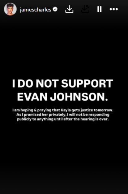 James Charles responds to the Evan Johnson drama by offering support for Kayla Malec