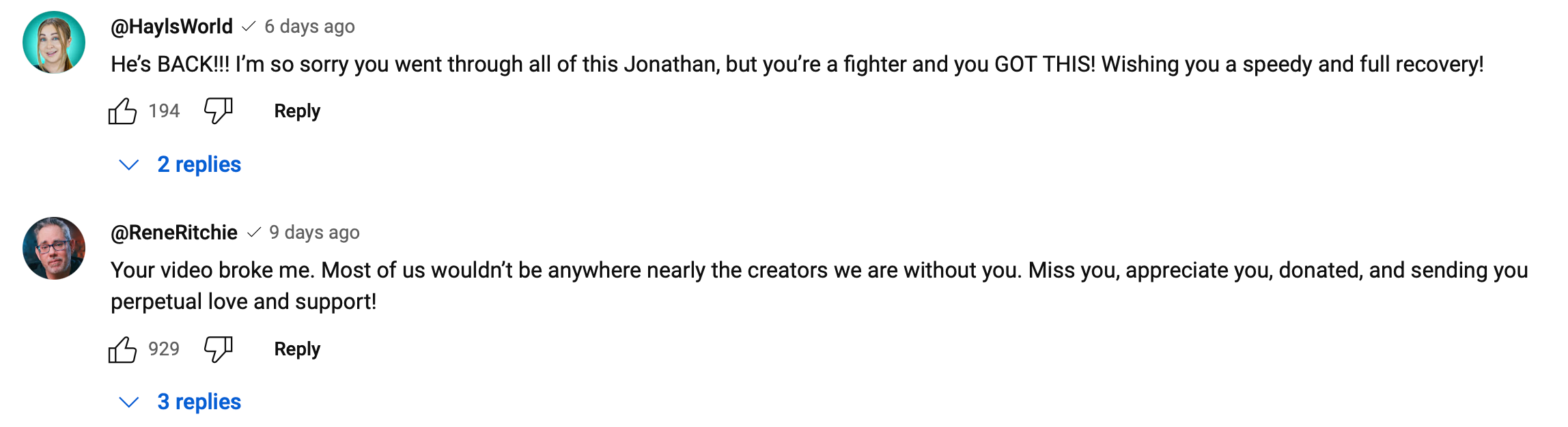 Jonathan Morrison youtube video health update comments