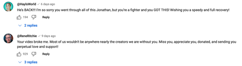 Jonathan Morrison youtube video health update comments