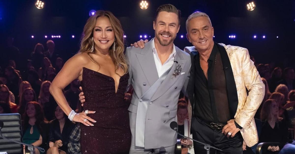 Carrie Ann, Derek, and Bruno at the judges’ table on DWTS.