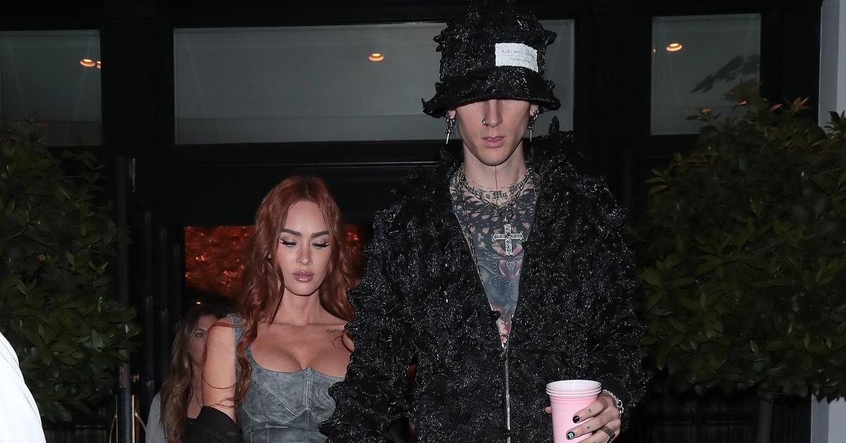 Megan Fox and Machine Gun Kelly heading to the Bacchanalia party in London in May of 2023