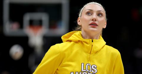 Cameron Brink #22 of the Los Angeles Sparks warms up before the game Storm at Climate Pledge Arena on June 11, 2024 in Seattle, Washington