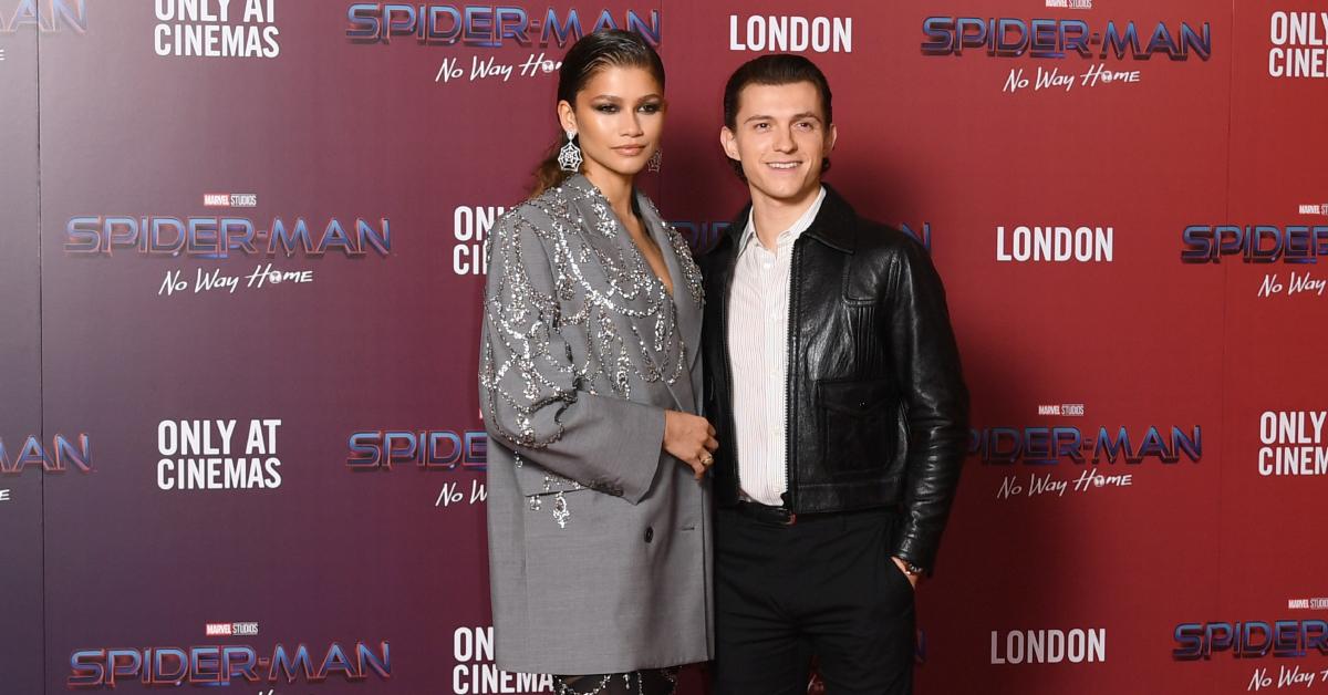 Zendaya and Tom Holland attend the London premeire of 'Spider-Man: No Way Home' on Dec. 5, 2021.