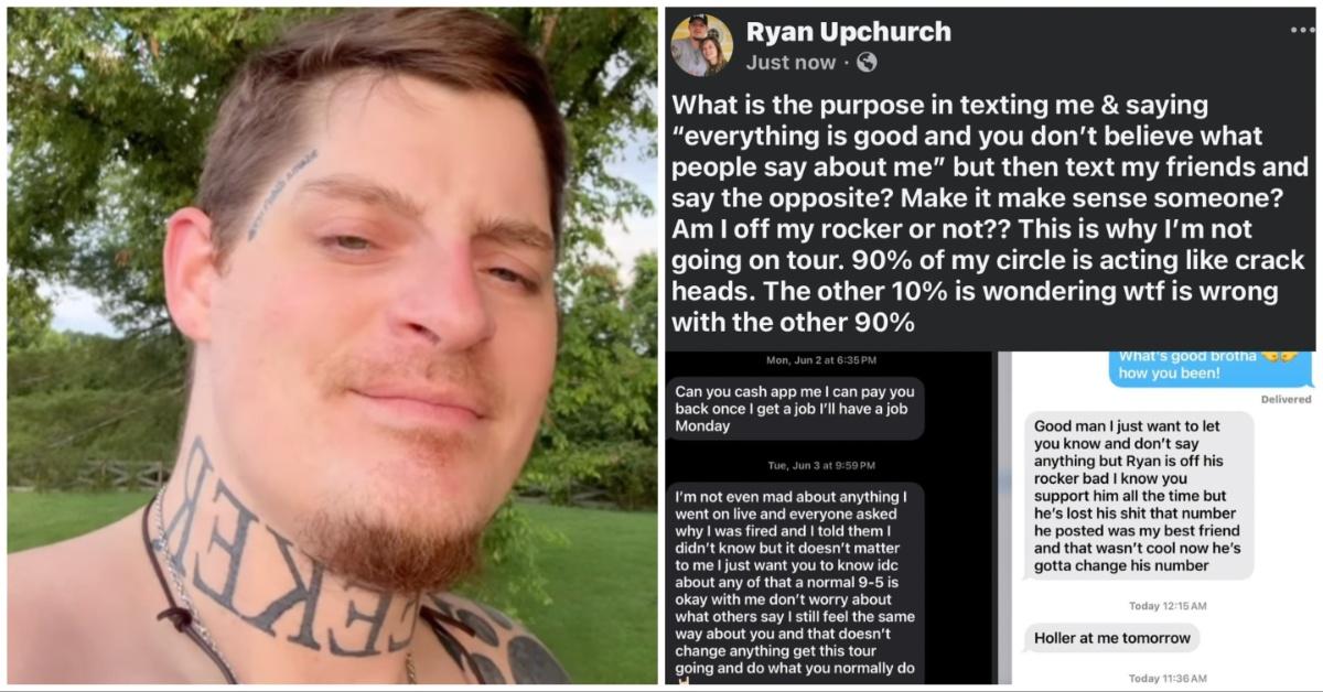 Ryan Upchurch announces on Instagram that his tour was canceled.