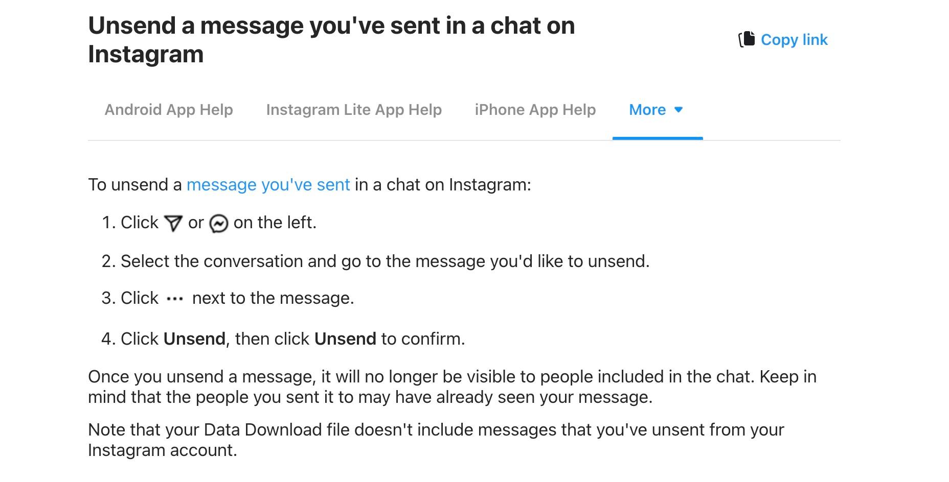 How to unsend Instagram message