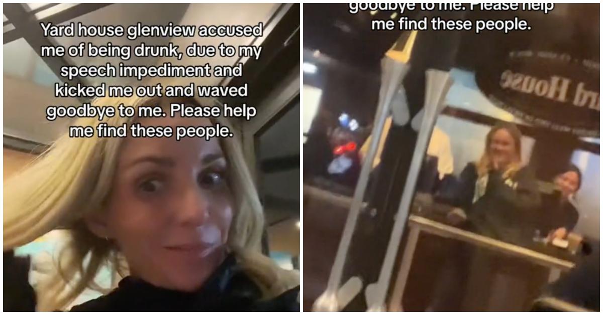 A woman gets kicked out of a restaurant after being accused of being drunk due to a speech impediment