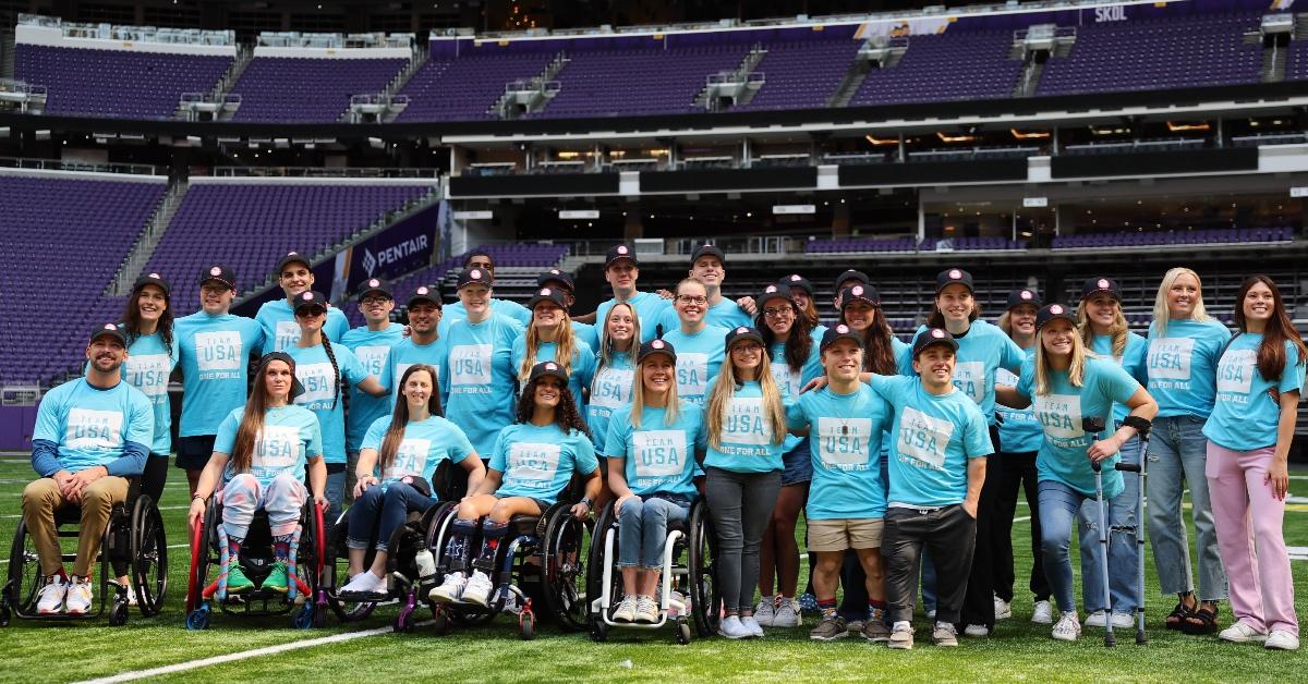 Members of the 2024 U.S. Paralympic Swimming Team pose for a group photo.