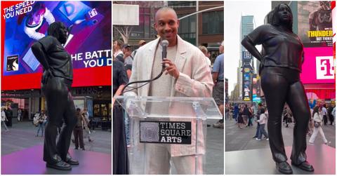 Artist Thomas J Price unveils his Black woman statute in New York.