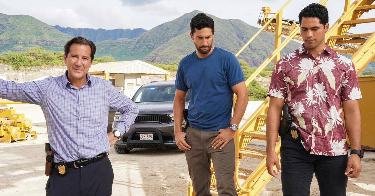 Henry Ian Cusick (left), Noah Mills and Alex Tarrant on 'NCIS: Hawai'i.'