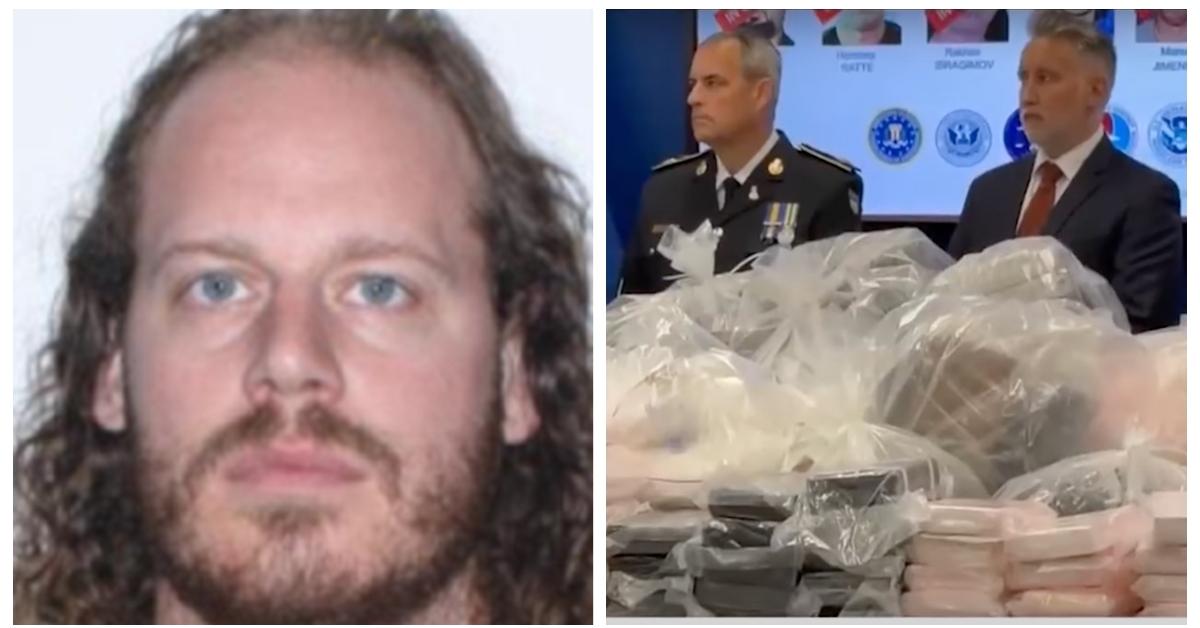 (L-R): Ryan Wedding mug shot; drugs seized by government agents