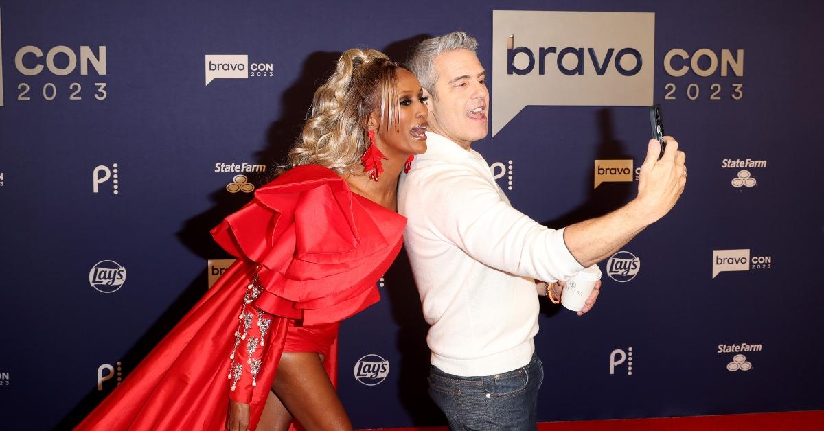 Chanel Ayan (L) of "The Real Housewives of Dubai" television series and Andy Cohen of "Watch What Happens Live With Andy Cohen" television series attend BravoCon 2023 at Caesars Forum on November 03, 2023 in Las Vegas, Nevada. (Photo by Gabe Ginsberg/Getty Images)