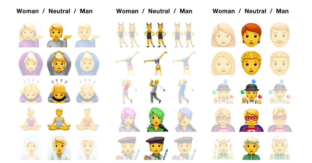 emojipedia apple ios  gender neutral comparison