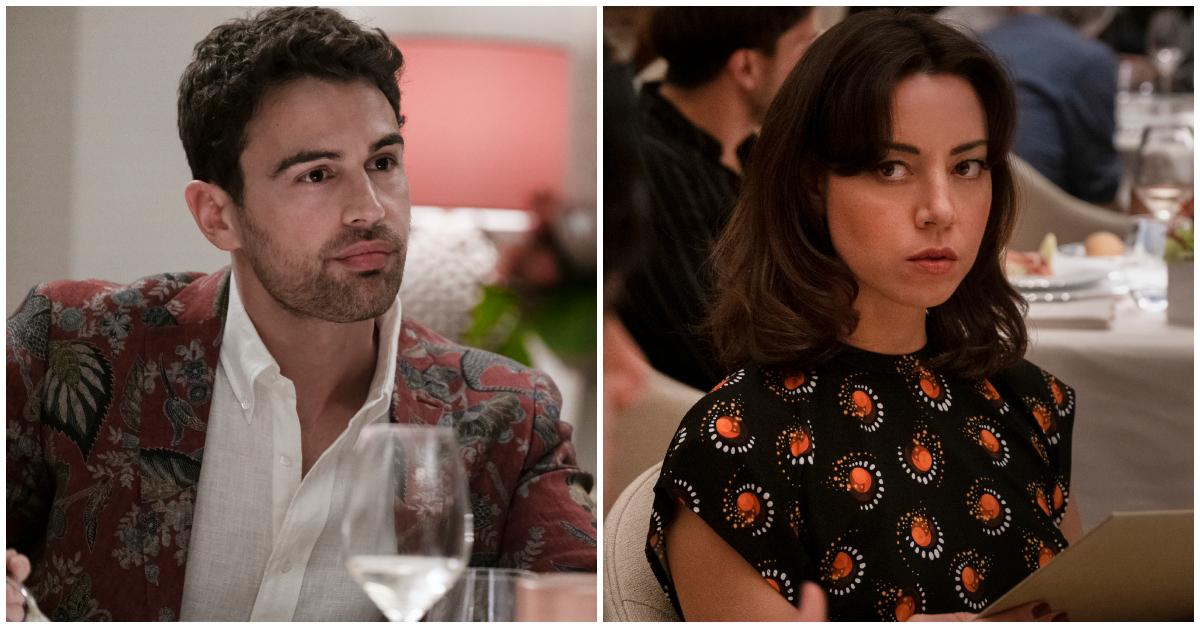 Theo James as Cameron and Aubrey Plaza as Harper in Season 2 of 'The White Lotus'