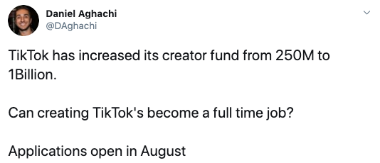 tiktok creator fund application money