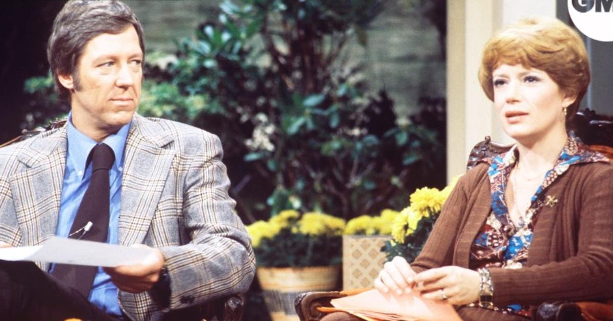 (l-r): David Hartman and Nancy Dussault hosting 'GMA' in 1975