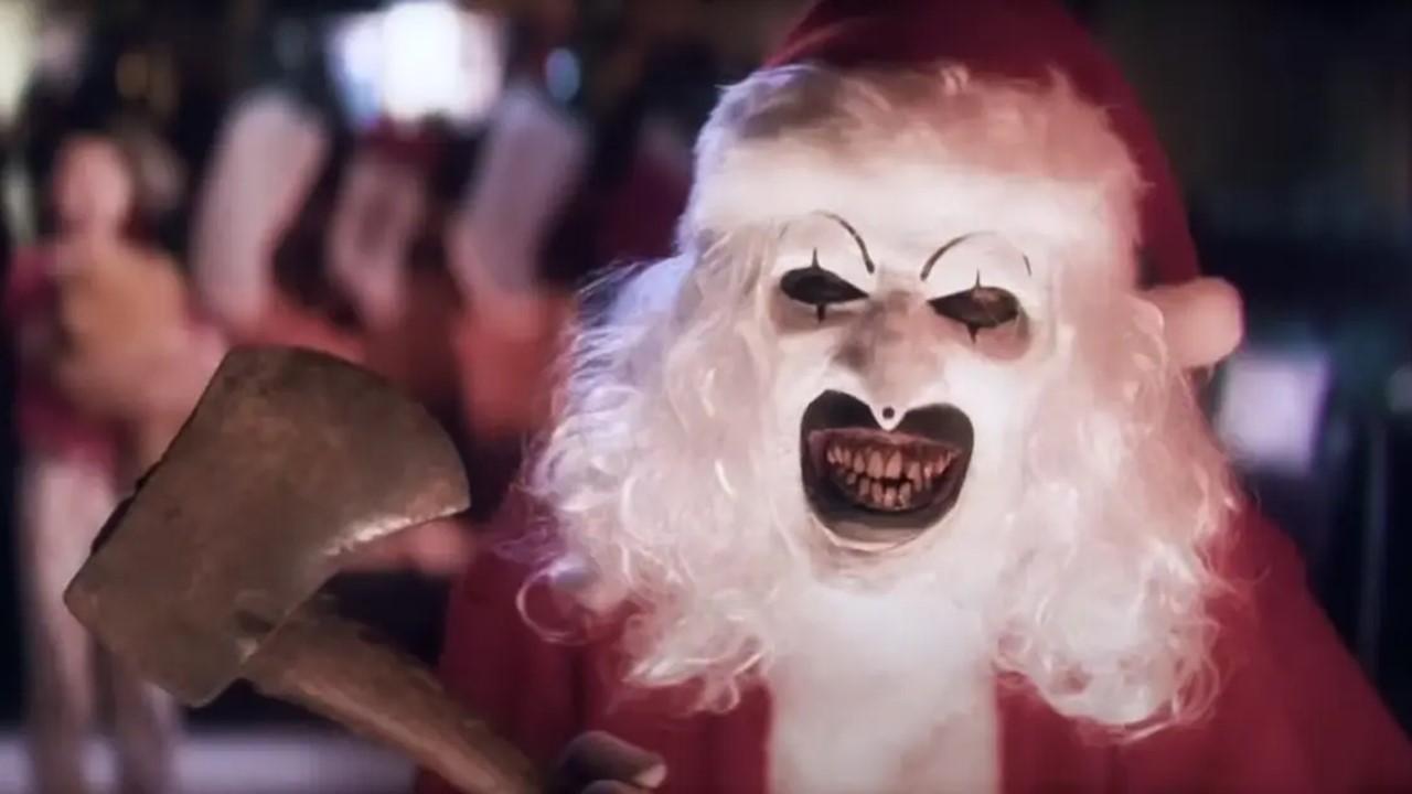 Art the Clown dressed as Santa in 'Terrifier 3'