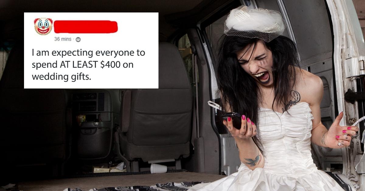 Bride Demands Guests Spend A Minimum Of 400 On Their Wedding Gift