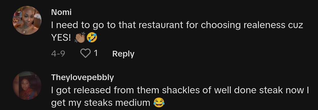 restaurant shames people well done steak