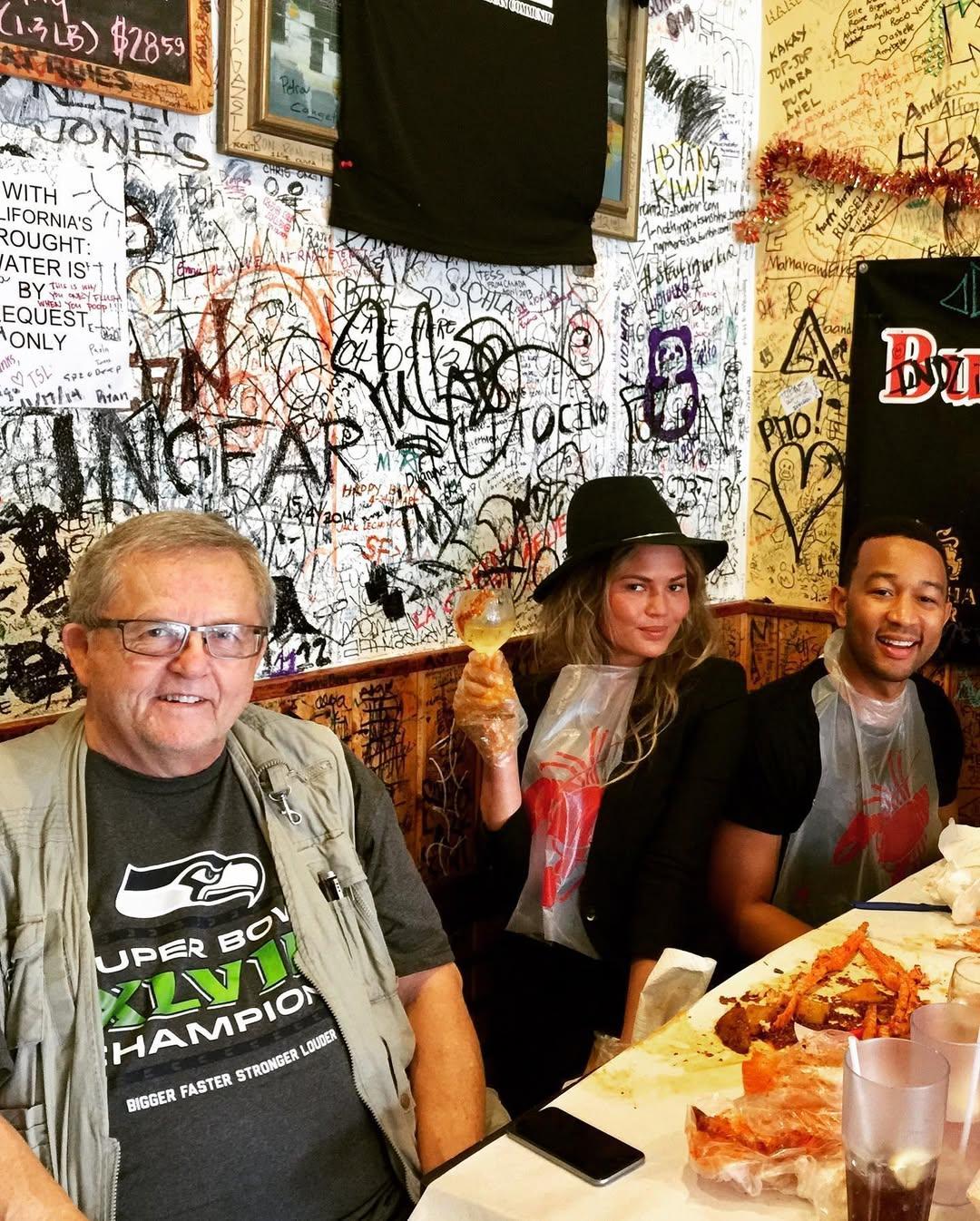 Chrissy Teigen, Ron Teigen Sr., and John Legend