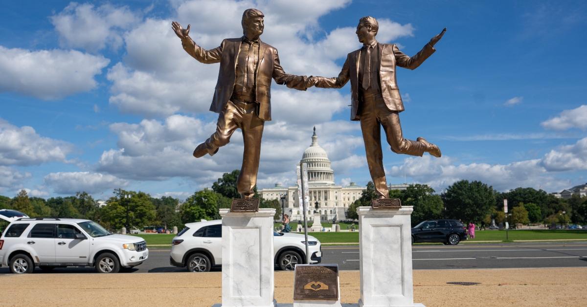 Trump and Epstein's friendship statue of 2025.