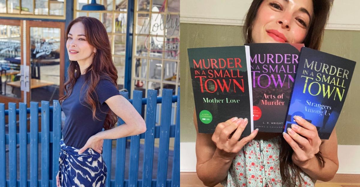 Kristin shows her Murder in a Small Town books