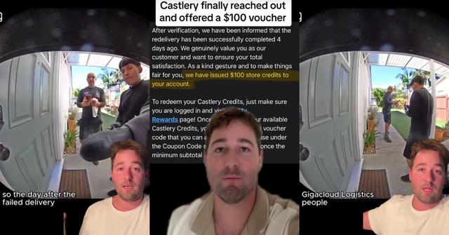 Castlery Delivery Pretends to Ring Doorbell to Fake Delivery