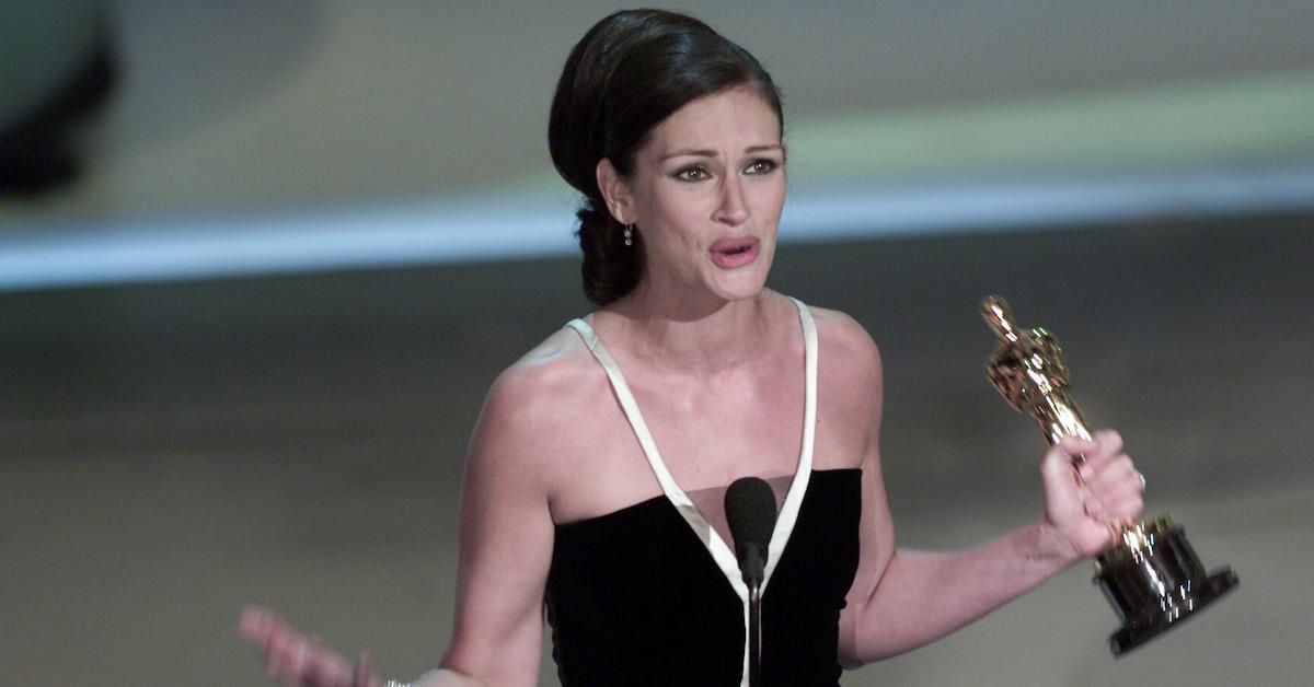 Julia Roberts wins the award for Best Actress at the 73rd Academy Awards at the Shrine Auditorium in Los Angeles on Sunday March 25, 2001