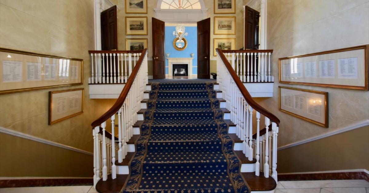A staircase in Gracie Mansion.