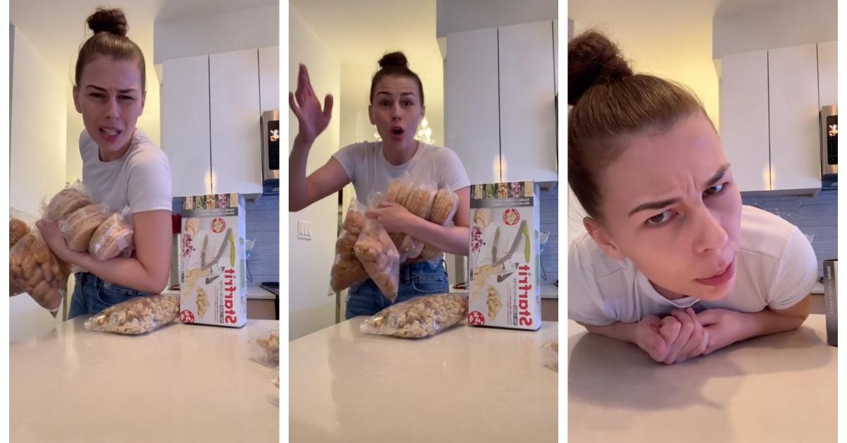 Woman goes viral for unboxing items at grocery store.