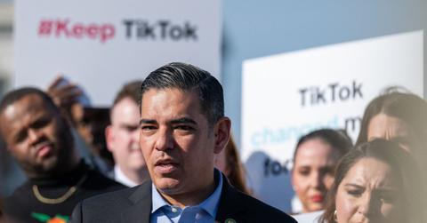 Democratic Representatives hold a press conference objecting to the TikTok ban.