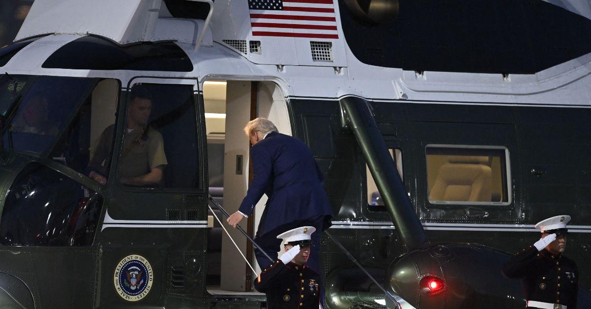 Donald Trump getting on Marine One in late October. 