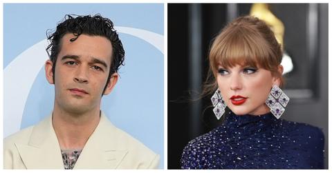 Matty Healy and Taylor Swift side-by-side
