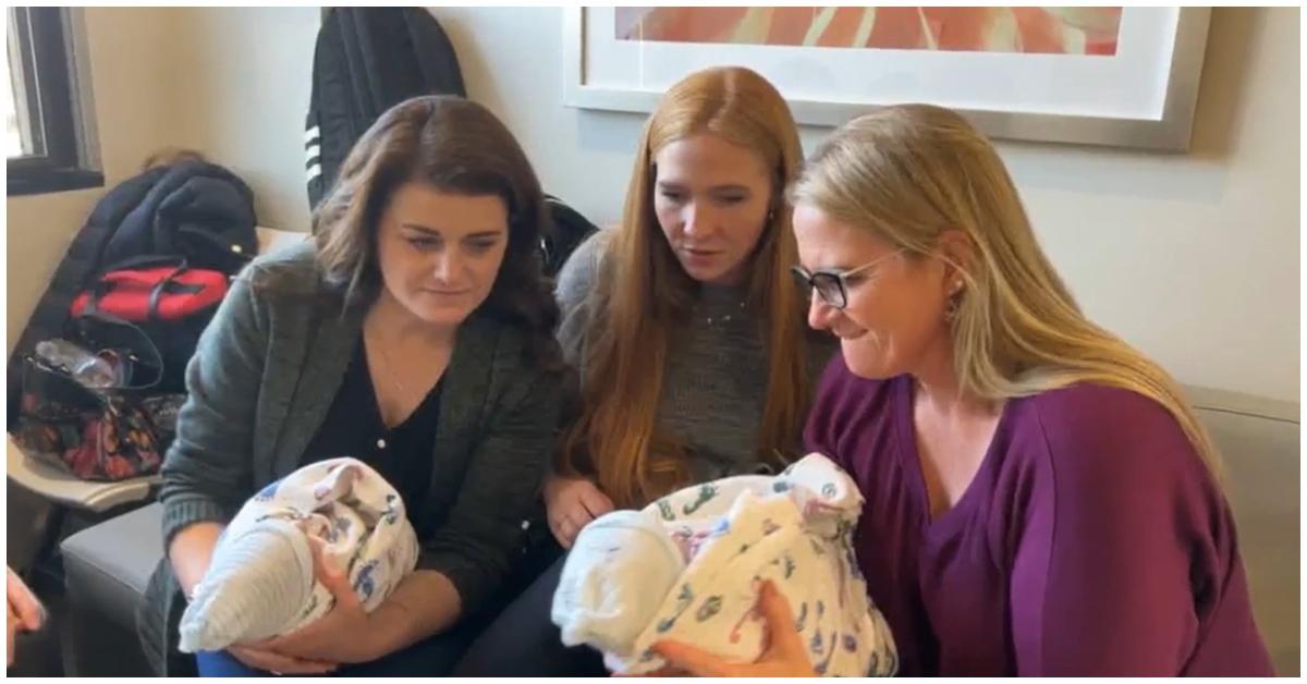 (l-r): Robyn Brown, Aspyn Brown, Christine Brown with Mykelti Brown's twins.