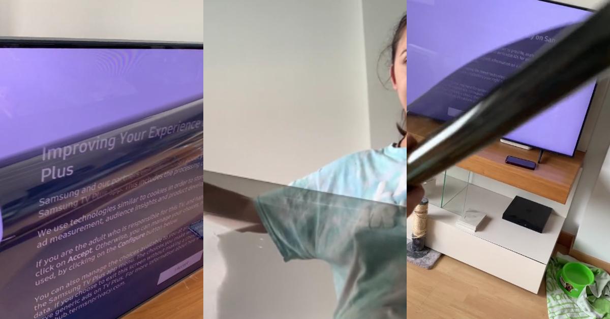 Woman Accidentally Peels Screen off TV — Not Protective Film
