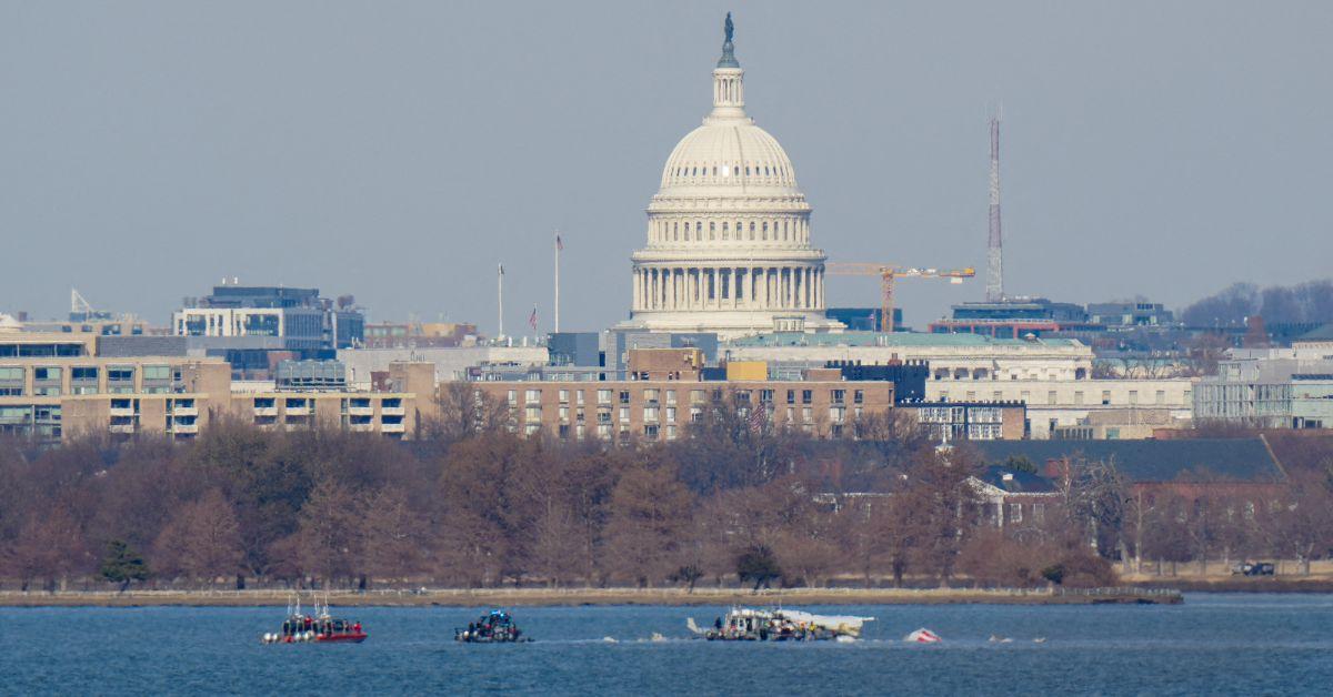 Plane wreckage outside the Capitol in Washington D.C. 