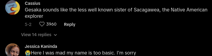 Daughter Regrets Mom Named her "Gesaka" Instead of “Jessica”