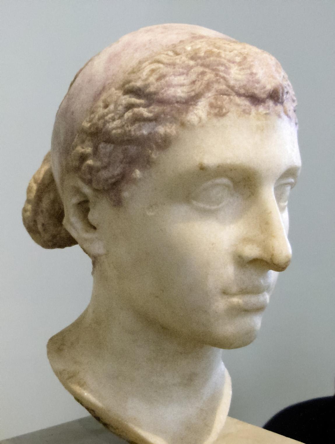 a Roman sculpture of Cleopatra wearing a royal diadem