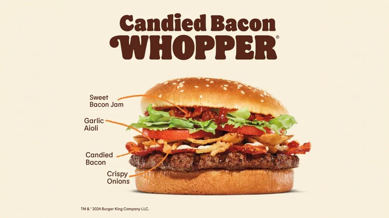 The Candied Bacon Whopper is available at Burger King for a limited time