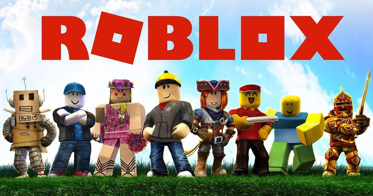 A group of Roblox characters posing in front of a blue sky background.
