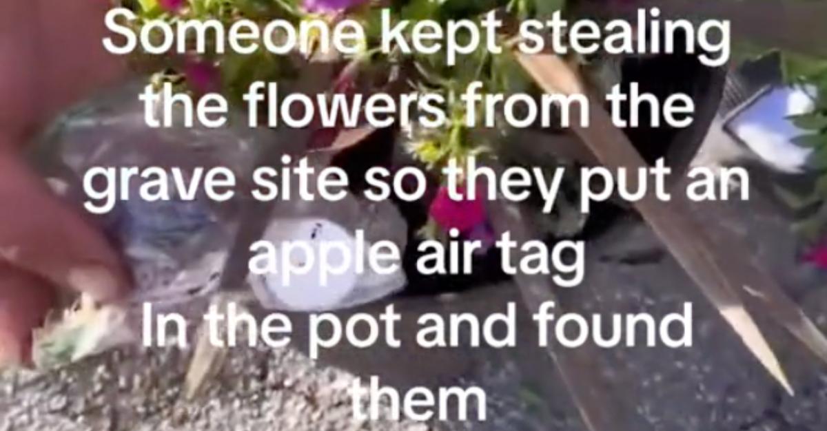 A woman got caught after stealing flowers from a grave thanks to an Apple AirTag