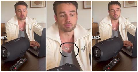 liam payne wearing safety pin necklace