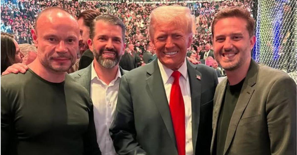 Dan Bongino with Donald Trump, Donald Trump Jr., and Charlie Kirk. 