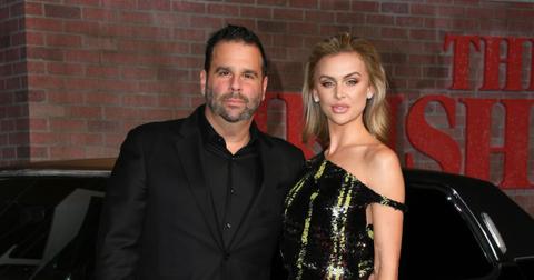 Randall Emmett and Lala Kent pose for a photo at 'The Irishman' movie premiere