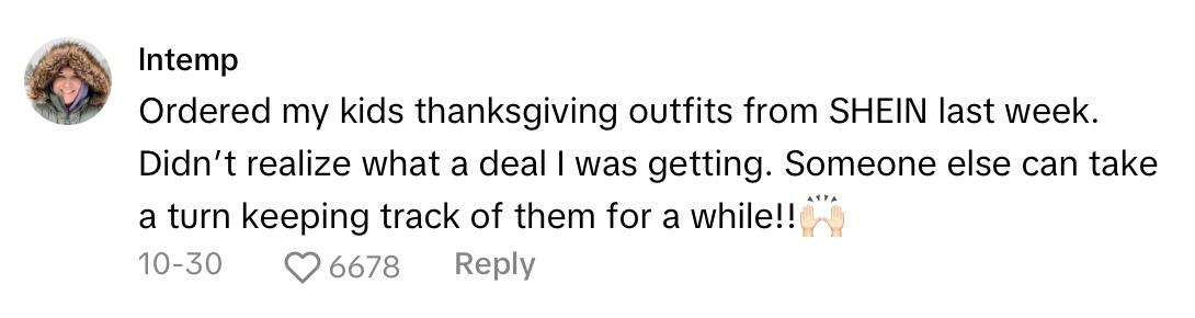 Comment on viral video of girl finding a tracking device in the SHEIN overalls she ordered.