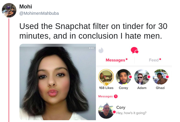 Guy Trolls over 300 Dudes on Tinder with Woman Snapchat Filter