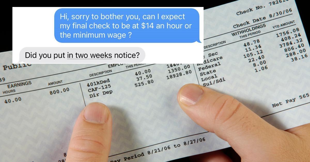 Minimum Wage No Two Weeks Notice